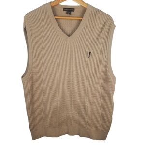 Men's Fairway Outfitters Khaki Cotton V-Neck Golf Sweater Vest. #235